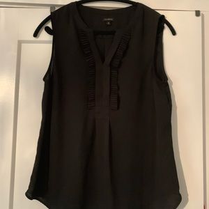 NWOT black sleeveless Talbots tank with ruffles